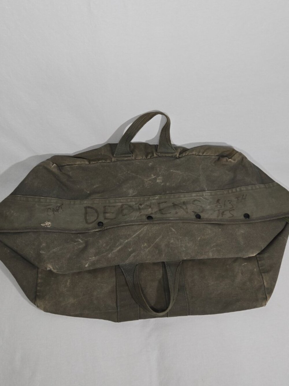U.S.A. ORIGINAL Vintage 30s 40s Army Military SAGE CANVAS Duffel BAG Sz.33x18x15 - Picture 6 of 17